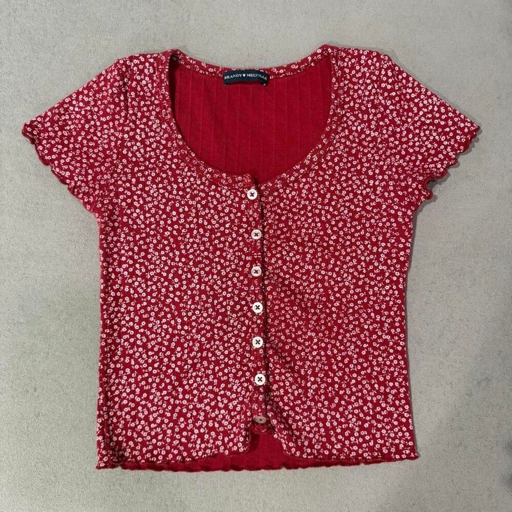 Brandy-melville Women's Red Blouse